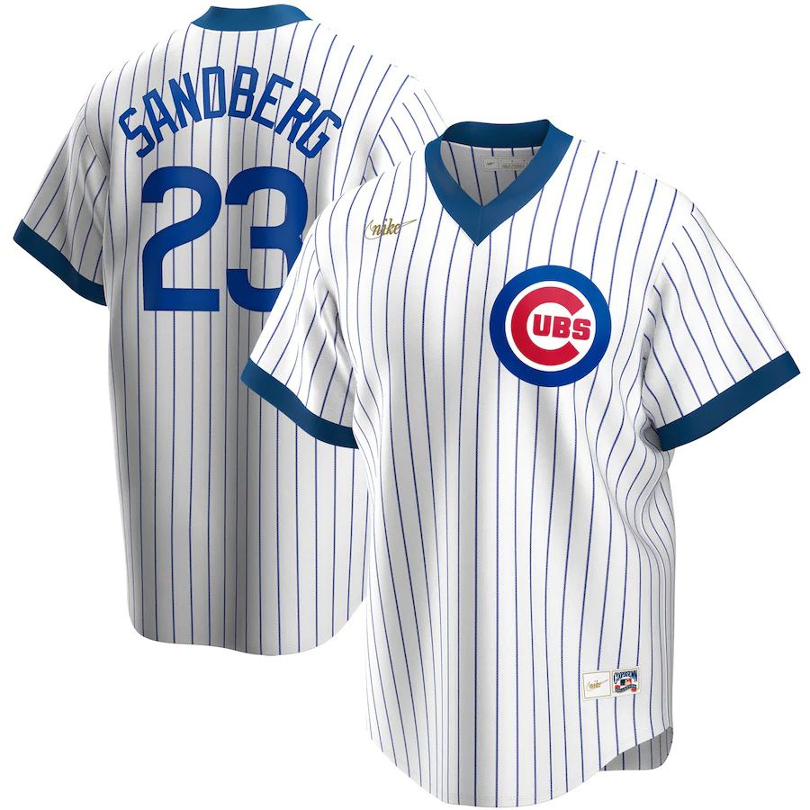 Mens Chicago Cubs #23 Ryne Sandberg Nike White Home Cooperstown Collection Player MLB Jerseys->chicago cubs->MLB Jersey